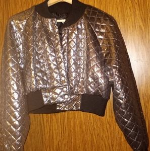 Why Not Metallic Waist Bomber Jacket